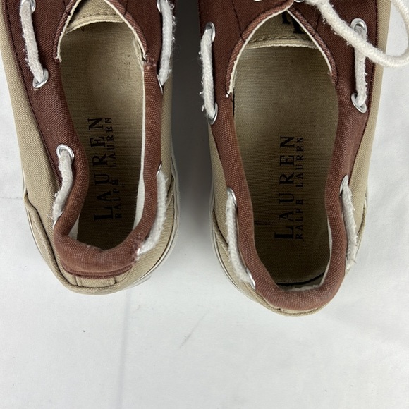 Lauren Ralph Lauren Women's Tan/Brown Breeana Canvas Boat Shoes Sz: 6.5B - Picture 7 of 9